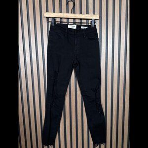 Frame Jeans 24 Womens Black Le High Skinny Frayed Ankle Denim Stretch